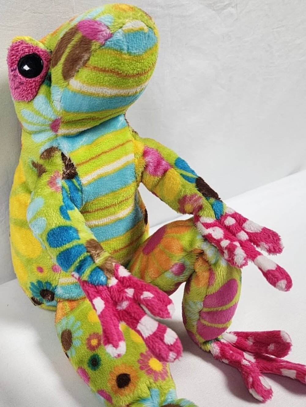 Douglas Cuddle Toys Floral Tree Frog Plush 16" Flower Power Pink Green Rare